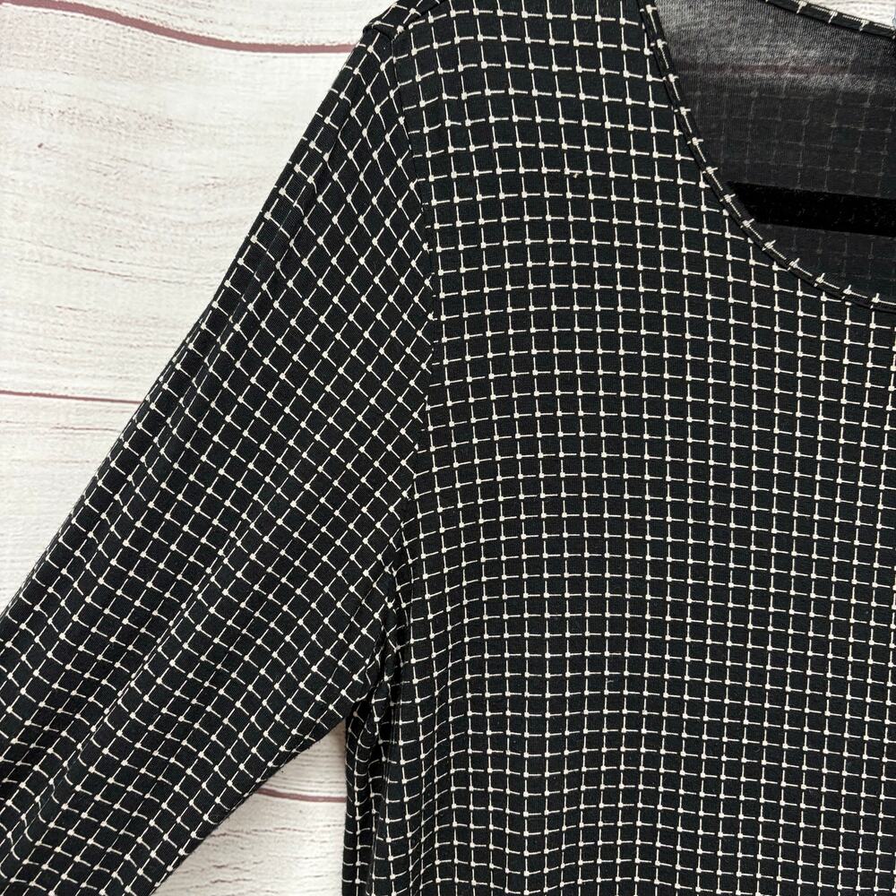 J Jill Wearever Black Grid Print Top Tunic Blouse Shirt Size L - Picture 3 of 10